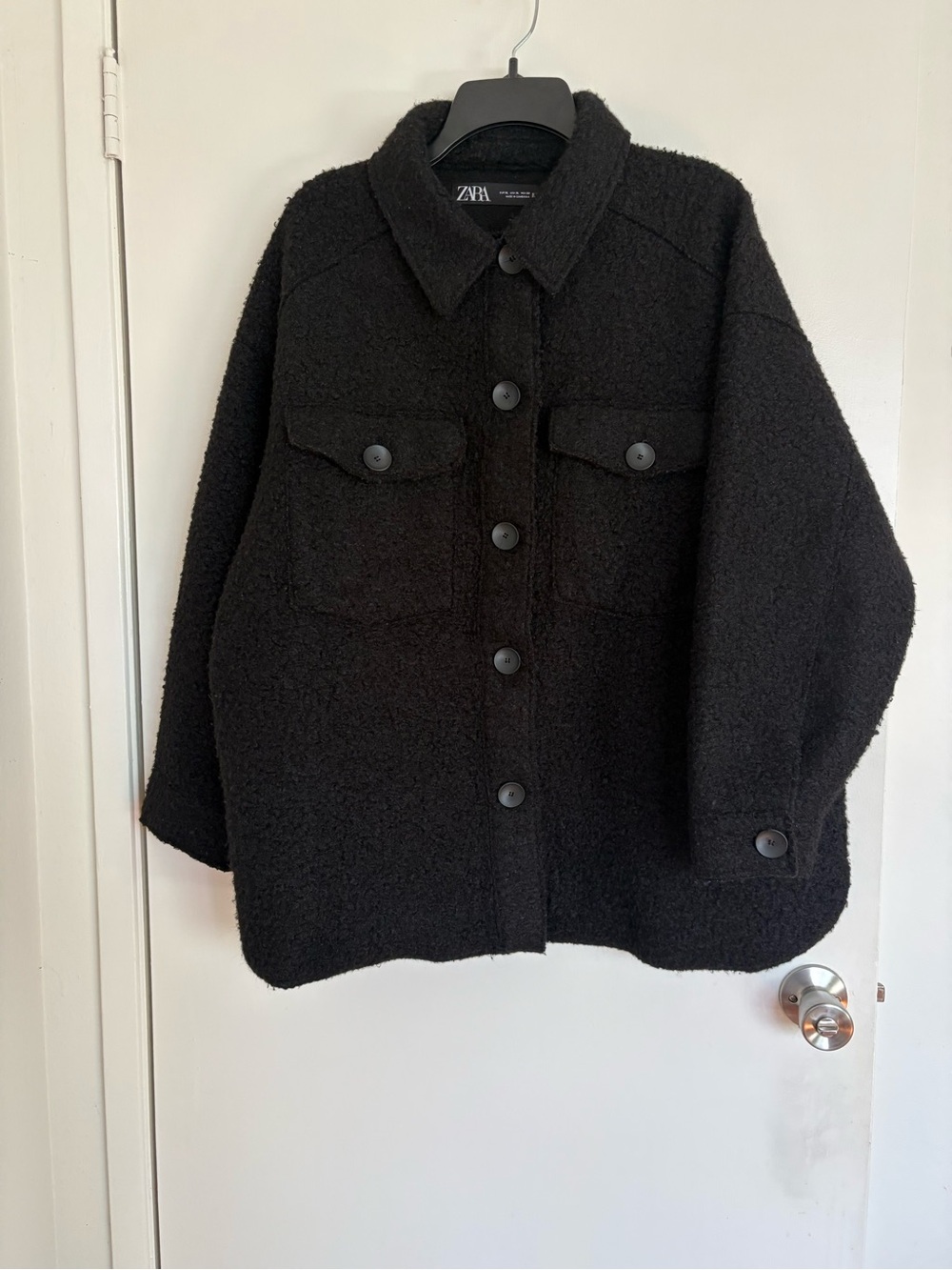 OVERSIZED Zara Women's Black FLEECE Utility Jacket